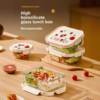 Mikrowellengeeigneter Glas-Lebensmittelbehälter mit Unterteilungen, Back-to-School Lunchbox für Kühlschrank und Mikrowelle, PP-Deckel