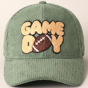 Casquette de baseball sportive à 5 panneaux pour homme, brodée, 100% coton, en velours côtelé, avec patch 3D en chenille, réglable, à pois - Product Image 2