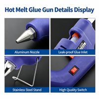 Pistolet à colle chaude électrique à chauffage rapide en céramique PTC, corps en aluminium, capacité thermique 20W, avec cordon, pour loisirs créatifs
