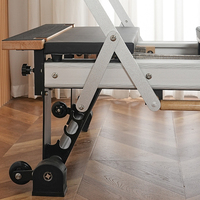 Reformer de Pilates Comercial para Casa, Estudio y Gimnasio, Máquina de Entrenamiento de Fuerza para el Core con Plataforma de Madera y Cuero de Microfibra