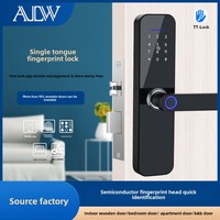 Serrure intelligente à empreinte digitale à une touche, porte intérieure en bois, alliage d'aluminium, passage direct, WiFi Cloud pour locations de maisons, appartements