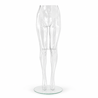 Mannequin transparent pour bas et collants, buste féminin en acrylique transparent avec base en verre pour la présentation en magasin