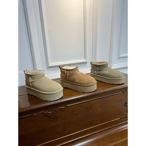 שדרוג איכות L.M.G.G - מגפי שלג קצרים עם סוליה עבה, צמר כבשים, נושמים, סוליית גומי, ללא במלאי - Product Image 4