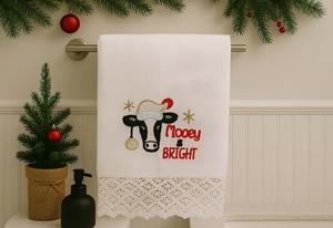Toalla de mano de lino Mooey and Bright, toalla de mano navideña estilo rústico, decoración absorbente de lino y algodón para cocina y baño - Product Image 3