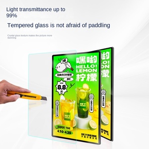 Boîte à lumière LED ultra-mince en alliage d'aluminium en verre trempé panneau d'affichage mural suspendu pour affiche lumineuse Menu Illustration - Product Image 4