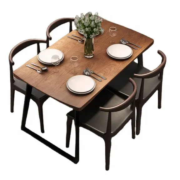 Foshan design tradicional romântico conjuntos de mesa de jantar de madeira dura para casa