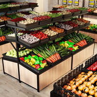 Duurzame Lichte Supermarkt Display Plank Fabriek Aanpasbaar Houten Groente-En Fruitrek