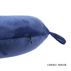 Oreiller de voyage en mousse à mémoire de forme Flying Bear en forme de U, en velours, pour adultes, bleu marine - Product Image 2