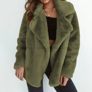 Manteau mi-long pour femme, coupe ajustée, col en fausse fourrure sexy, automne/hiver, tendance - Product Image 3