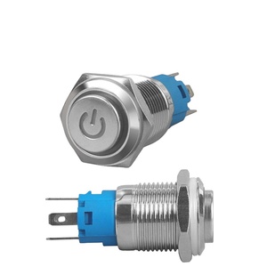 16MM Annular <strong>Waterproof</strong> <strong>Push</strong> <strong>Button</strong> <strong>Switch</strong> 12 Volt Dot Action <strong>Small</strong> <strong>Switch</strong> High Head Flat Head Self-replying 3V6V24 - Product Image 1