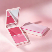 Palette de fard à joues double teinte végétalienne, crème et poudre mate, résistante à l'eau, longue tenue, pour marque privée, vente en gros