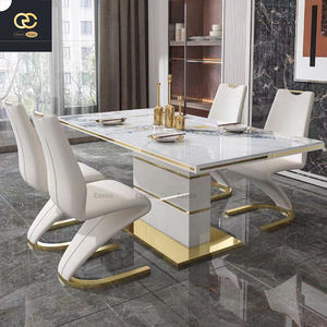 Mesa de luz de placa de roca de lujo moderna nueva moda muebles de comedor rectangulares de gama alta para el hogar y el Hotel - Product Image 2