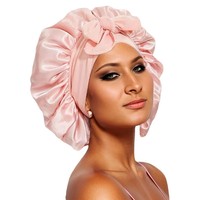 Bonnets de couchage de salon pour femmes Bonnet en soie avec cravate Bonnet de cheveux doux à double couche Bonnet en satin avec logo personnalisé