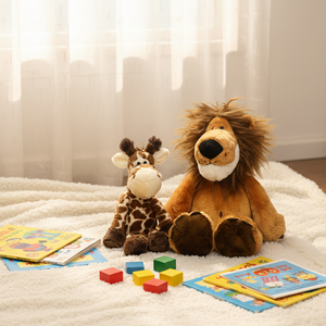 Venta al por mayor <span class=keywords><strong>de</strong></span> muñecos <span class=keywords><strong>de</strong></span> <span class=keywords><strong>peluche</strong></span> <span class=keywords><strong>de</strong></span> animales del bosque simulados Kawaii, león, tigre, chimpancé, juguete <span class=keywords><strong>de</strong></span> algodón PP, edredón bordado para niños - Product Image 5