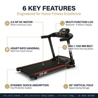 Tapis roulant électrique pliable ultra-silencieux pour la maison, écran tactile LCD, programmes d'exercices, fonctions d'absorption des chocs