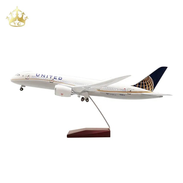 हवाई जहाज प्लास्टिक मॉडल राल डेस्कटॉप बोइंग 787 यूनाइटेड एयरलाइंस 1/130 व्यापार मॉडल विमान