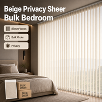 Voilages verticaux unis beiges professionnels, doux et transparents, pour la confidentialité, commande en gros pour chambre à coucher, lames de 89 mm, design moderne, 100%