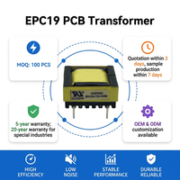 Transformateur de commutation haute fréquence EPC19 220V 24V à noyau de ferrite, monté sur circuit imprimé, petite puissance personnalisée