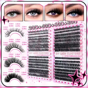 Set <span class=keywords><strong>de</strong></span> Pestañas Postizas Voluminosas 30 40 50 60 80D con Adhesivo y Sellador DIY, <span class=keywords><strong>Pinzas</strong></span> y Kit <span class=keywords><strong>de</strong></span> Pestañas en Racimo en Caja Rosa - Product Image 3