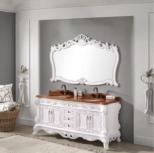 Phong Cách Châu Âu Rắn Gỗ Phòng Tắm Thiết Lập Lưu Trữ Lớn Tủ Với Gốm Countertop Tắm Gương vanities Cho Đồ Trong Nhà Tắm - Product Image 5