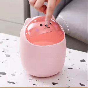 Small Desktop Storage Box Office <b>Desk</b> Organizer <b>Mini</b> Waste Trash Can with Lid Cute Things Custom Logo - Product Image 1