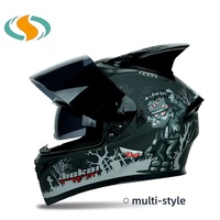 Helm Motor Full Face Terlaris Baru dengan Cermin Teh dan Tanduk dalam Berbagai Warna & Pola Bahan ABS Garansi 1 Tahun