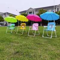 Chaise pliante d'extérieur pour enfants avec parasol, tabouret portable en métal pour camping et plage