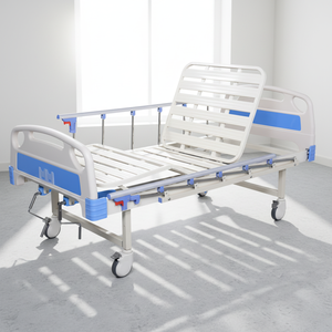Tempat Tidur Rumah Sakit untuk Panti Jompo dan Klinik, Tempat Tidur Rumah Sakit Manual 2 Engkol dengan Rel Samping ABS untuk Penggunaan Klinik dan Rumah Sakit - Product Image 1