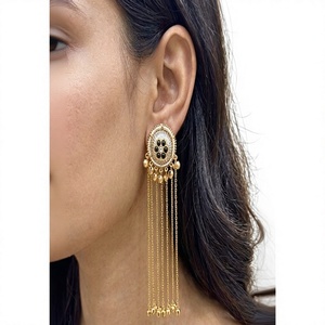 Luxury Best Quality Stone Look Gold Plated Earrings Traditional Wear for Party Wedding Function Wear Collection - Product Image 2