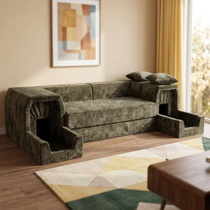 Sofá de Chenilla Verde Suave, Comprimido al Vacío, Impermeable, Resistente a Arañazos de Gatos, con Funda Lavable - Product Image 5