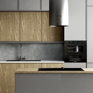 Set Cucina a <span class=keywords><strong>L</strong></span> Stile Shaker con <span class=keywords><strong>Isola</strong></span> e Mobile <span class=keywords><strong>Bar</strong></span> Personalizzati per Ville e Progetti di Appartamenti - Product Image 3