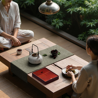 Chinesischer Stil Langlebiges Tee-Tablett aus Messing & Aluminium mit Sieb, quadratischem Design und Wasserspeicher für den Haushalt zum Trockenbrühen
