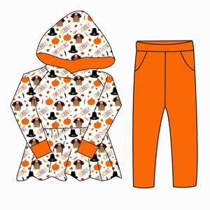 Conjunto Informal de Primavera para Niña, <span class=keywords><strong>Sudadera</strong></span> con Capucha y Leggings Ajustados, Estampado de Calabaza y Pavo - Product Image 4