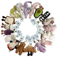 Pendentif Jellycatt en EVA, rembourrage en coton PP, unisexe, 14 ans et plus, étiquette originale, tampon en acier, ours de Barcelone, aubergine, croissant