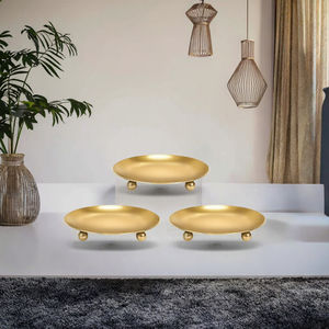 Bougeoir rond en métal simple et élégant, finition mate noire, pour la décoration de la maison, Noël - Product Image 2