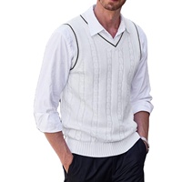 Gilet pour homme, veste en tricot sans manches, décontracté, grande taille, col en V, gilet épais, pull de base