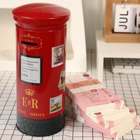 Tirelire en forme de boîte aux lettres rouge de style britannique, boîte aux lettres classique britannique, tirelire pour la décoration de la maison, économies, vente en gros, OEM personnalisé