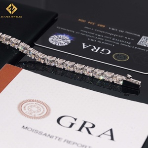 Asscher Cut Moissanite Tennis <b>Bracelet</b> 925 <b>Silver</b> Rhodium Plated Luxury Hip Hop Fine Jewelry <b>Bracelets</b> - Product Image 2