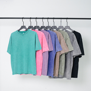 เสื้อยืดผู้ชายทรงหลวมสไตล์วินเทจ ผ้าคอตตอน 100% คุณภาพสูง หนัก 240 กรัม ซักย้อมสีแบบแอซิดวอช  แบบเรียบ  สำหรับทำบาติก  แบบเปล่าสำหรับสกรีนลาย - Product Image 1