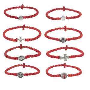 Venta de Fábrica: Pulsera de Oración con Cruz Ortodoxa Rusa y de Asia Occidental, Hecha a Mano con Nudos, Ajustable, Unisex, Joyería Religiosa - Product Image 1