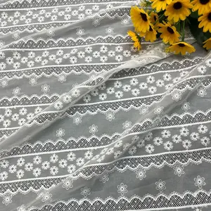 Giá thấp trắng thêu vải Corset lưới vải 3D tăng vải cho phụ kiện may mặc