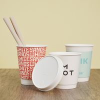 Tasses à café jetables à double paroi gobelet en papier imprimé personnalisé avec couvercle emballage écologique de boissons chaudes à emporter