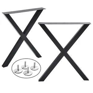 Iron Metal Table Legs X Frame Leveling Feet X Shape Leg DIY for Your Table Desk and Bench