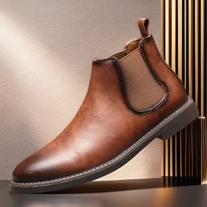 <span class=keywords><strong>Botas</strong></span> de Tobillo Chelsea Vintage para <span class=keywords><strong>Hombre</strong></span>, de Primera Calidad, Combinables con Todo, con Paneles Laterales Elásticos Dobles, Suela de Goma Antideslizante, para Uso Diario, Oficina, Aire Libre, Casual - Product Image 2