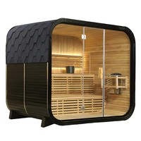 Sauna Exterior de Gran Tamaño, Calefacción a Leña, para 6 Personas, con Ducha, Control por Computadora, Ventanas Transom, 9KW