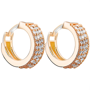 Orecchini a Cerchio in Oro Rosa per Donna, con Cristalli e Strass, Gioielli di Lusso per Uso Quotidiano - Product Image 1