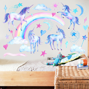 Simpatici <span class=keywords><strong>adesivi</strong></span> murali con cuori unicorno <span class=keywords><strong>per</strong></span> camere <span class=keywords><strong>da</strong></span> letto <span class=keywords><strong>per</strong></span> bambini decorazione <span class=keywords><strong>per</strong></span> camera delle bambine carta <span class=keywords><strong>da</strong></span> parati con animali dei cartoni animati nelle idee Decorative dei bambini - Product Image 4