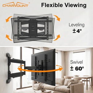 Support <span class=keywords><strong>mural</strong></span> articulé pour téléviseur à mouvement complet, en acier laminé à froid, robuste, pour écran LCD de 40 à 85 pouces, charge de 60 kg, VESA 600x400 mm, <span class=keywords><strong>câble</strong></span> - Product Image 1