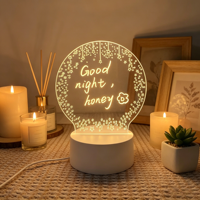 Veilleuse LED 3D DIY avec tableau d'affichage acrylique réinscriptible et créatif, idéale comme cadeau
