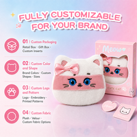 Weicher Niedlicher Katzen-Plüsch-Puderquaste mit Langer Flauschiger Samttextur für Foundation Körperpuder Make-up-Puderquaste